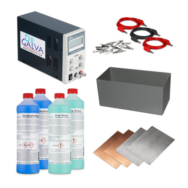 Set Rame brillante + Nichel - Kit completo per ramatura brillante e nichelatura a bagno galvanico