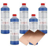 Elettrolita di rame alcalino 5000ml con 2x anodo piatto 100 x 60 x 0,6mm